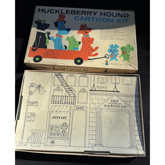 Vtg 1960 HUCKLEBERRY HOUND Colorforms Cartoon Kit BOX/Hanna-Barbera Productions - Picture 4 of 11